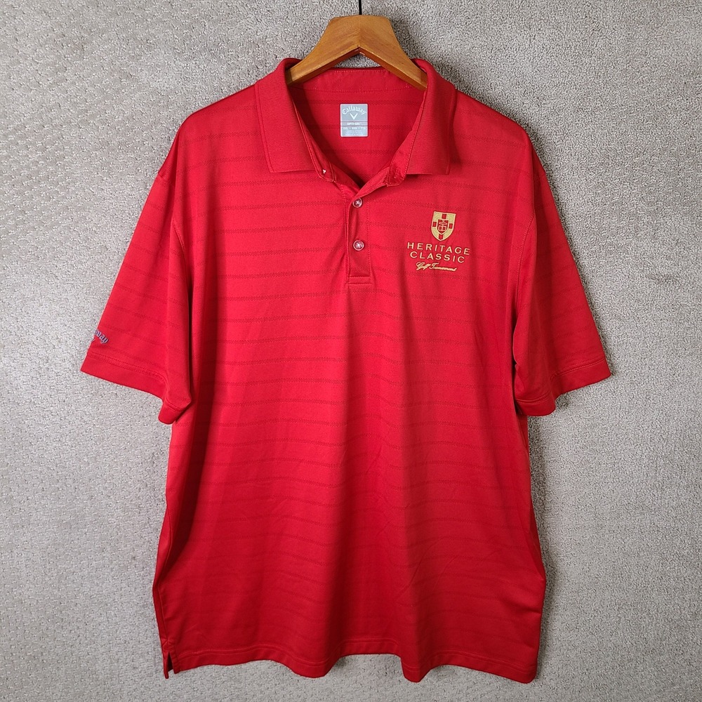 Callaway Shirt Men XXL Red Stripe Heritage Classic Golf Tournament Polo Opti-Dri